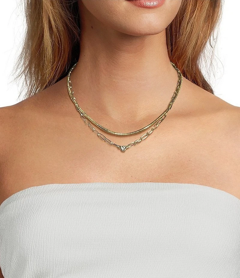 Anna & Ava Waterproof Link Short Multi Strand Cubic Zirconia Stone Necklace