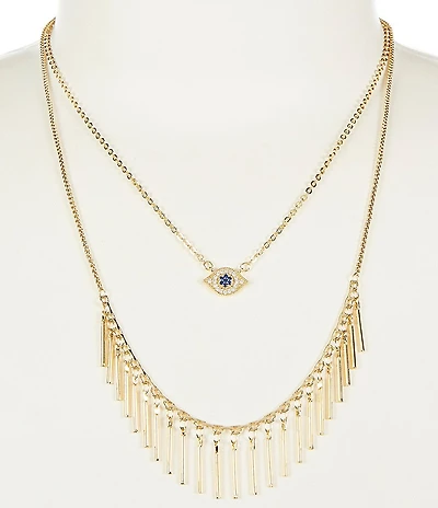 Anna & Ava Waterproof Short Multi-Strand Necklace with Eye Pendant and Tassels