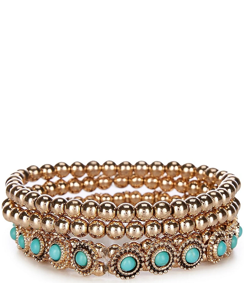 Anna & Ava Western Beaded Stretch Bracelet Set with Semi Precious Stones