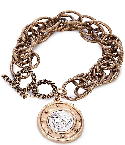 Anna & Ava Western Coin Pendant Link Cuff Bracelet