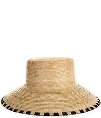 Anna & Ava Wide Brim Contrast Border Stitching Straw Sun Hat