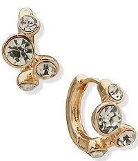 Anne Klein Bezel Crystal Huggie Hoop Earrings