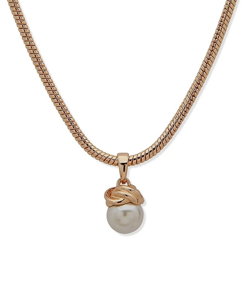 Anne Klein Blanc Snake Knot Short Pendant Necklace