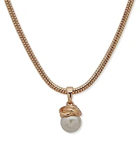 Anne Klein Blanc Snake Knot Short Pendant Necklace