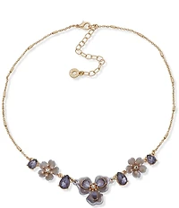 Anne Klein Blue Flower Frontal Collar Necklace