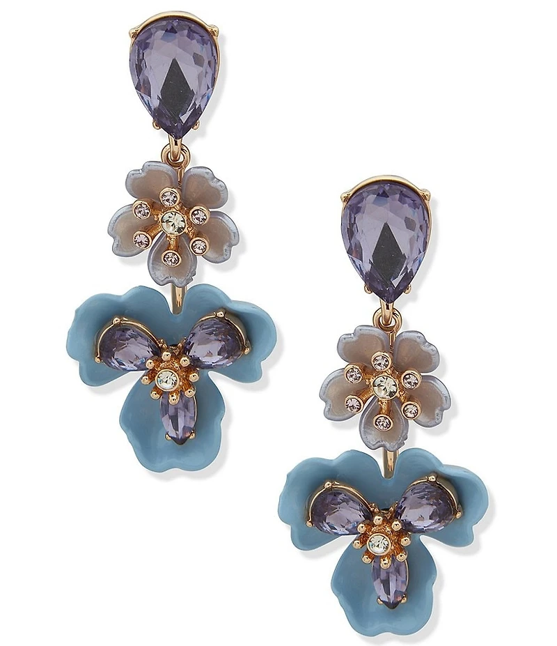 Anne Klein Blue Flower Linear Earrings