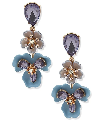 Anne Klein Blue Flower Linear Earrings