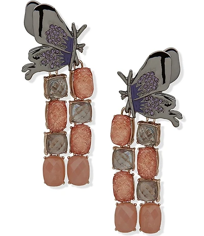 Anne Klein Butterfly & Stone Chandelier Earrings