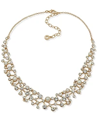 Anne Klein Cluster Stone Pearl Statement Necklace