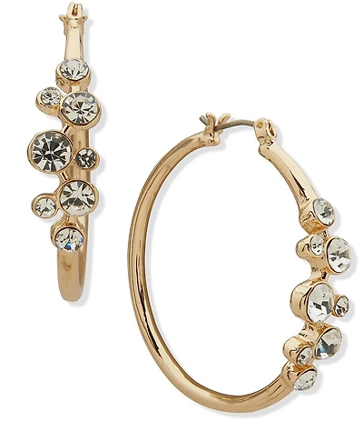 Anne Klein Crystal Cluster Hoop Earrings