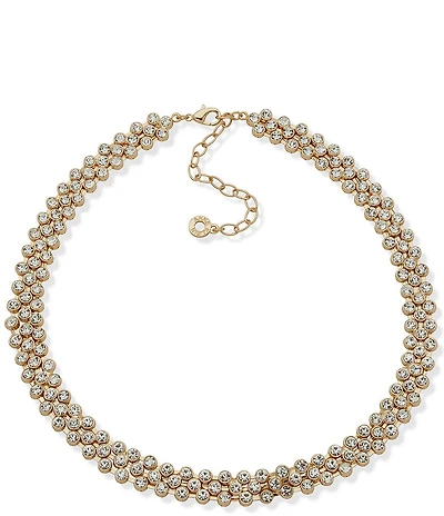 Anne Klein Crystal Mesh Chain Collar Necklace