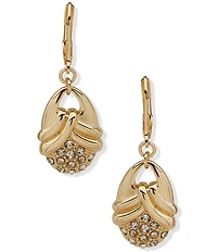 Anne Klein Crystal Oval Drop Earrings