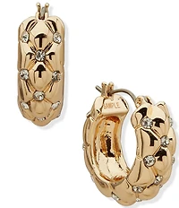 Anne Klein Crystal Quilted Hoop Earrings