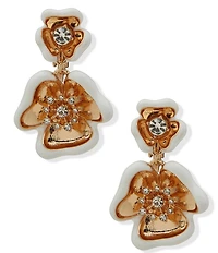 Anne Klein Double Textured Flower Drop Clip Earrings
