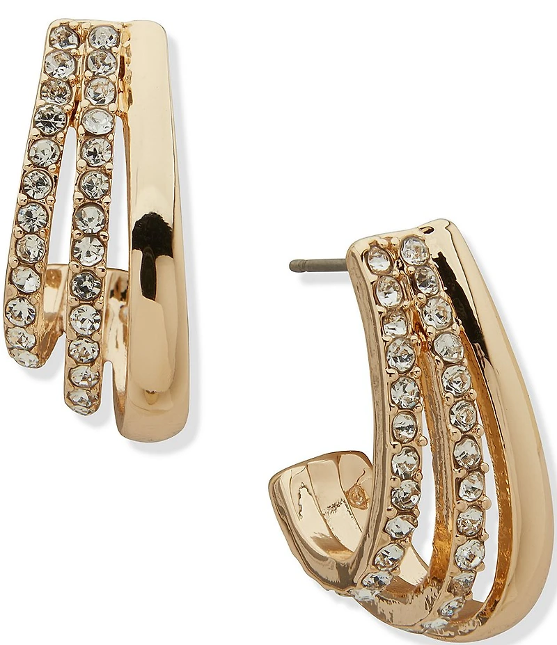 Anne Klein Gold Tone 3 Way Hoop Earrings