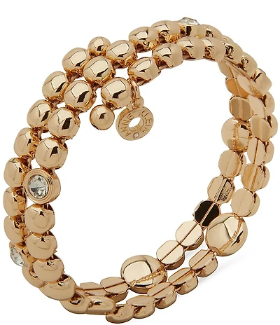 Anne Klein Gold Tone Bezel Stone Crystal Star Coil Bracelet