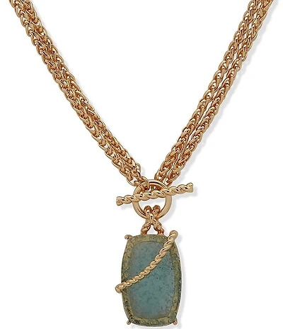 Anne Klein Gold Tone Blue Convertible Long Pendant Necklace