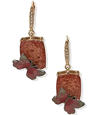 Anne Klein Gold Tone Butterfly Stone Drop Earrings