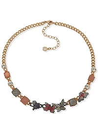 Anne Klein Gold Tone Butterfly Stone Frontal Collar Necklace