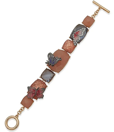 Anne Klein Gold Tone Butterfly Stone Line Bracelet