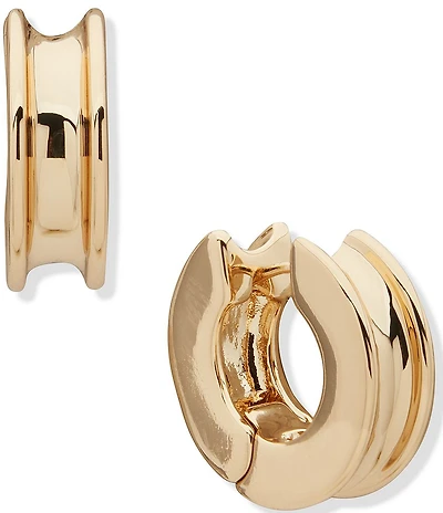Anne Klein Gold Tone Concave Huggie Hoop Earrings