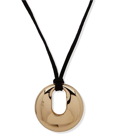 Anne Klein Gold Tone Cord Chunky Long Statement Pendant Necklace