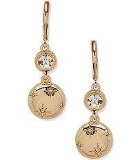 Anne Klein Gold Tone Crystal Star Double Drop Earrings