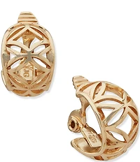 Anne Klein Gold Tone Cutout Clip Hoop Earrings