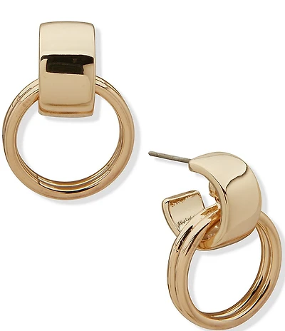 Anne Klein Gold Tone Doorknocker Orbital Earrings