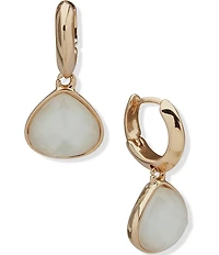 Anne Klein Gold Tone Huggie Stone Drop Earrings