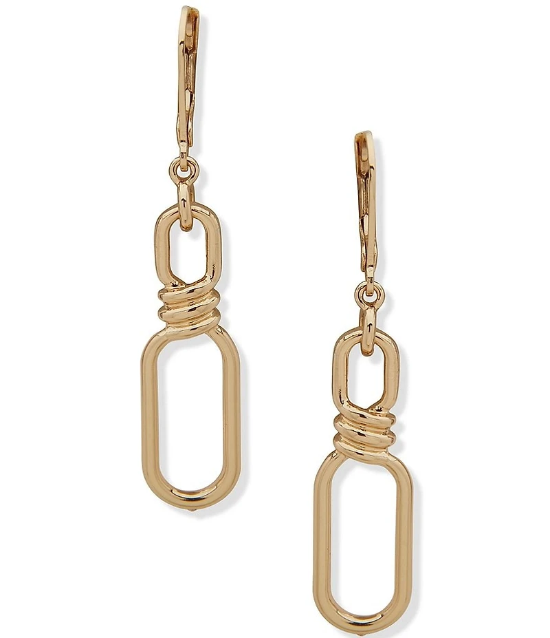 Anne Klein Gold Tone Linked Twisted Linear Earrings