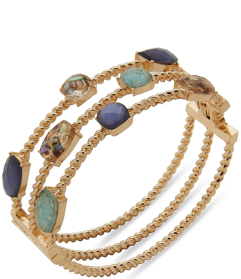 Anne Klein Gold Tone Multi Row Roped Bangle Bracelet