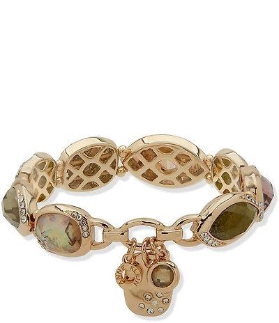 Anne Klein Gold Tone Multiface Stone Stretch Bracelet