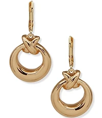 Anne Klein Gold Tone Open Circle Drop Earrings