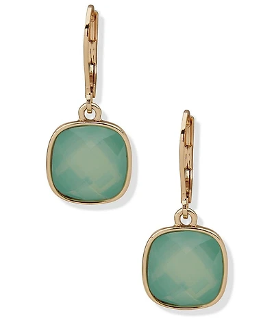 Anne Klein Gold Tone Pacific Opal Stone Drop Earrings