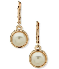 Anne Klein Gold Tone Pearl Drop Earrings