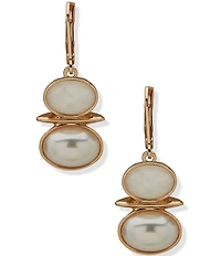 Anne Klein Gold Tone Pearl Snowman Drop Earrings