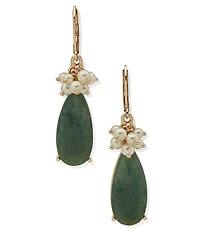 Anne Klein Gold Tone Pearl Stone Cluster Drop Earrings