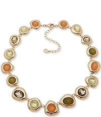 Anne Klein Gold Tone Pebble Metal Stone Collar Necklace