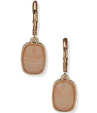 Anne Klein Gold Tone Pink Cushion Stone Drop Earrings