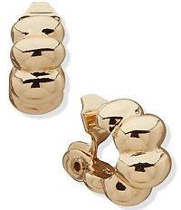Anne Klein Gold Tone Puffy Dome Clip Huggie Hoop Earrings