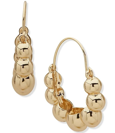 Anne Klein Gold Tone Puffy Hoop Earrings