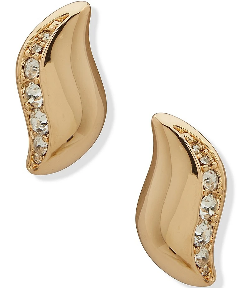 Anne Klein Gold Tone Puffy Swirl Stud Earrings