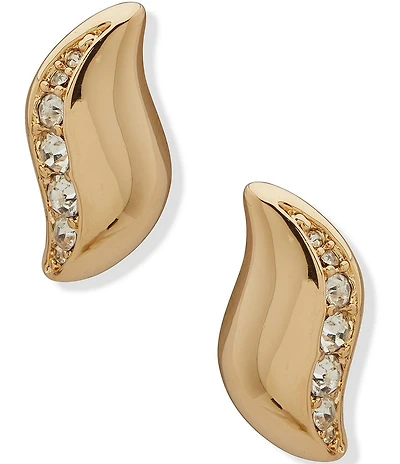 Anne Klein Gold Tone Puffy Swirl Stud Earrings