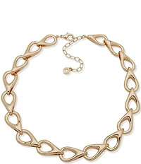 Anne Klein Gold Tone Rounded Teardrop Linked Collar Necklace