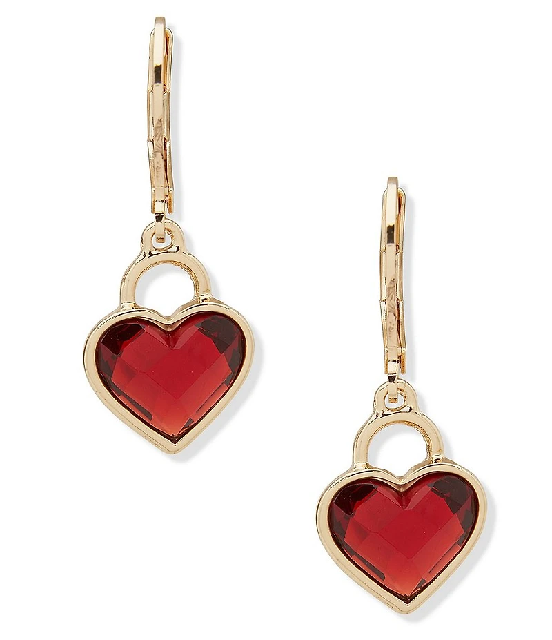 Anne Klein Gold Tone Siam Heart Drop Earrings