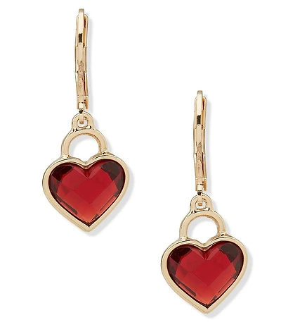 Anne Klein Gold Tone Siam Heart Drop Earrings
