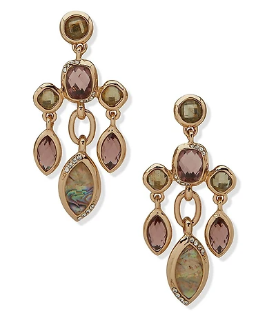 Anne Klein Gold Tone Stone Chandelier Earrings