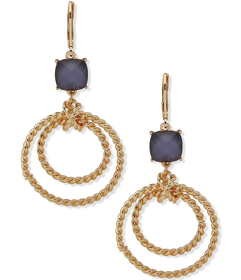 Anne Klein Gold Tone Twisted Rope Orbital Earrings