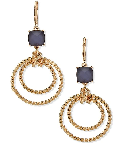 Anne Klein Gold Tone Twisted Rope Orbital Earrings